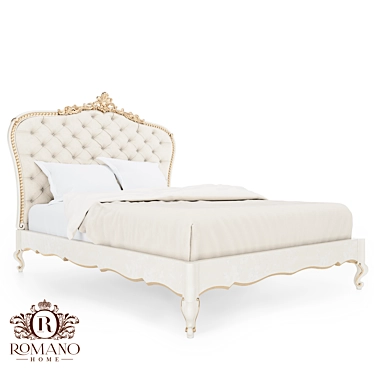 Romano Home Handcrafted Baroque Bed 3D model image 1 