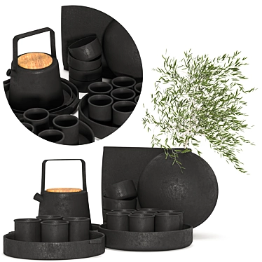 tableware tea black set 09