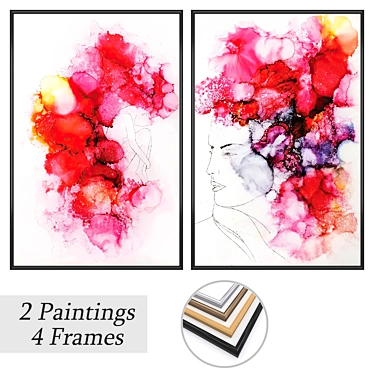  2-Piece Wall Art Set with 4 Frame Options 3D model image 1 