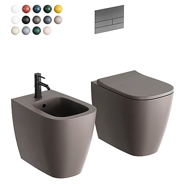 Wunder Ceramic Toilet Bidet Set 3D model image 1 