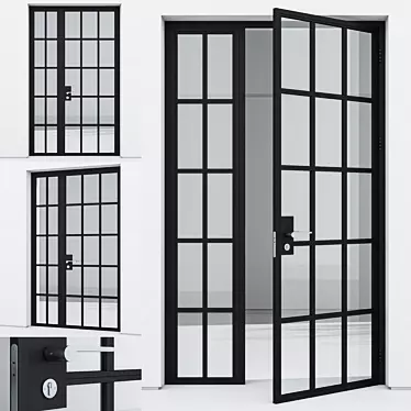 Modern Aluminium Entrance Door Model 3D model image 1 