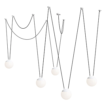 Modern White Pendant Lamp 5L 3D model image 1 