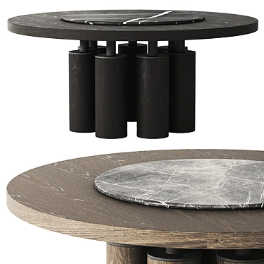Movimento Mammuth Dining Table, Metal-Stone-Wood 3D model image 1 