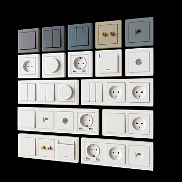 Schneider Electric Socket & Switch Set 3D model image 1 