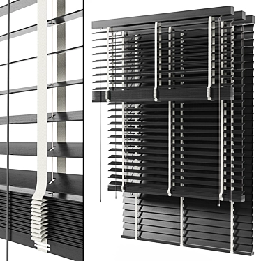 Handcrafted Wooden Blinds Set 04 3D model image 1 