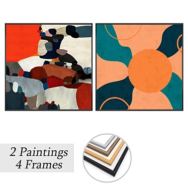 Wall Art Set with Frames 3D model image 1 