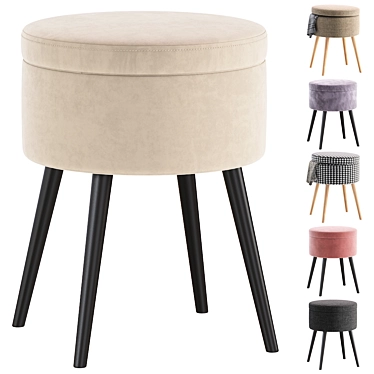 Sero-Beige Pouffe Klais Ottoman 3D model image 1 