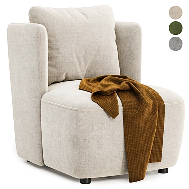 Elvina Fabric Armchair - 3 Color Options 3D model image 1 