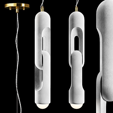 Sleek Jumeau Concrete Pendant Light 3D model image 1 