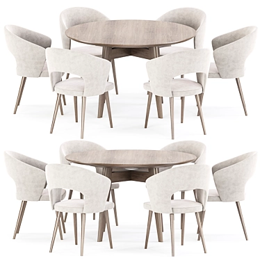 Modern 7-Piece Dining Set 3D model image 1 