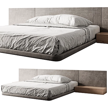Modern Bed Frame with Specifications 3D model image 1 