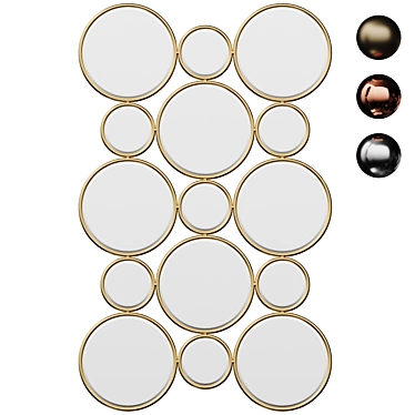 Gold Circles Wall Mirror 91x56cm 3D model image 1 