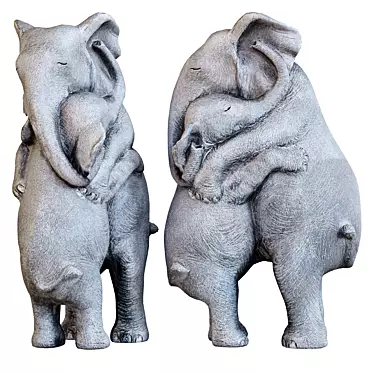 Elephant Hug Decor Figurine 3D model image 1 