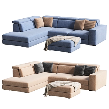 Elegant Leather Sofa with Charm 3D model image 1 