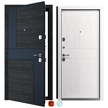 Stylish Metal QDoors Entry Door 3D model image 1 