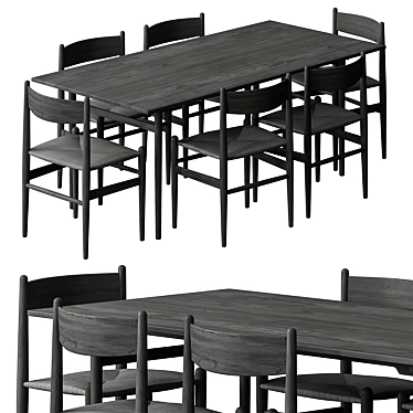 Rustic Dining Table Set 35 3D model image 1 