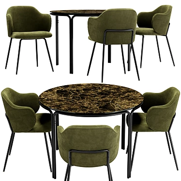 Suanna Velvet Chair & Chici Table 3D model image 1 