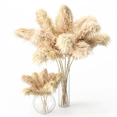 Dried Pampas Grass Vase Set 3D model image 1 