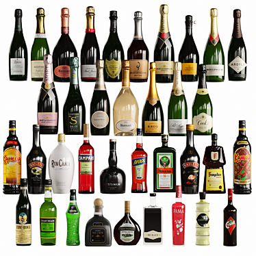  Party Essentials Bundle: Champagne & Liqueurs 3D model image 1 