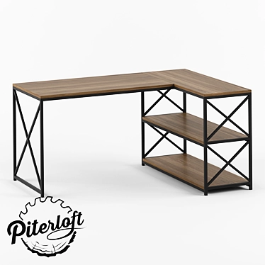 Industrial Loft Dark Writing Desk 3D model image 1 