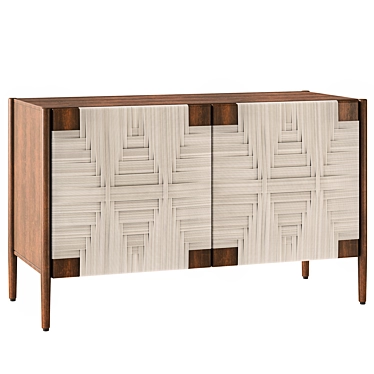 Handwoven Mango Wood Buffet 3D model image 1 