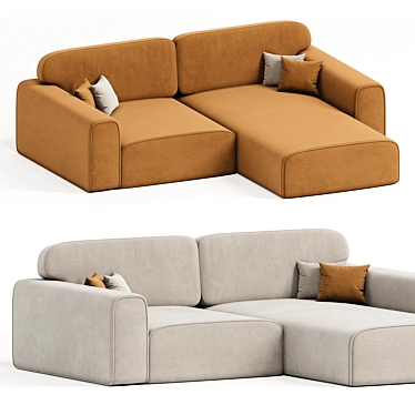 Viena Corner Sofa in Velvet 3D model image 1 