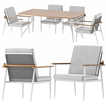 Voxel Outdoor Dining Set 3D model image 1 