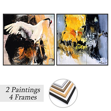 Art Set with Varied Frames 3D model image 1 