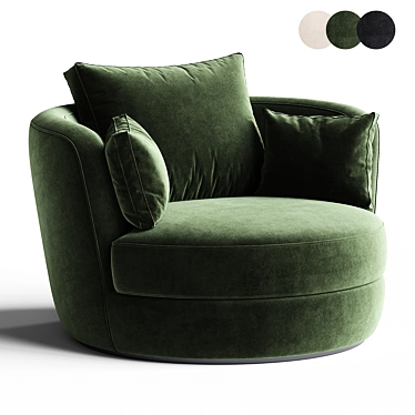 Elegant Upholstered Swivel Barrel Chair 3D model image 1 