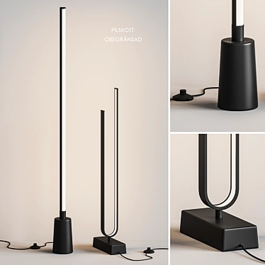 Smart LED Black Floor Lamps 3D model image 1 