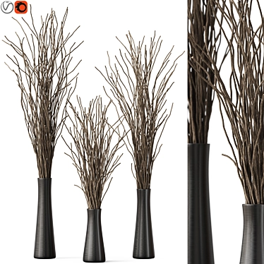 Modern Metal Decorative Branch Display 3D model image 1 