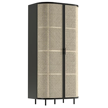 Modern Rattan Wardrobe: Sleek Design 3D model image 1 