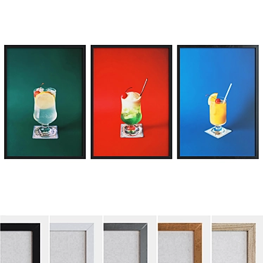 Modern Cocktail Picture Frame Set 3D model image 1 