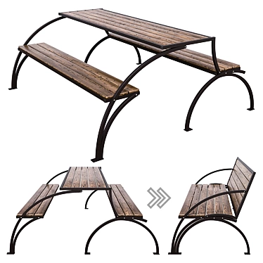 Transformer Bench with Metal Frame 3D model image 1 