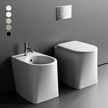 Modern DP Ceramic Toilet Bidet 3D model image 1 