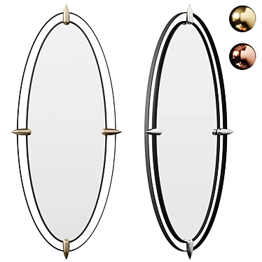 Modern Oval Iron Frame Mirror 3D model image 1 