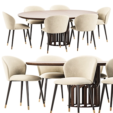 Sleek Dining Set: Elegantly Styled 3D model image 1 