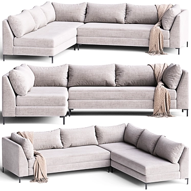 Modern White L-Shaped Sofa Set 3D model image 1 