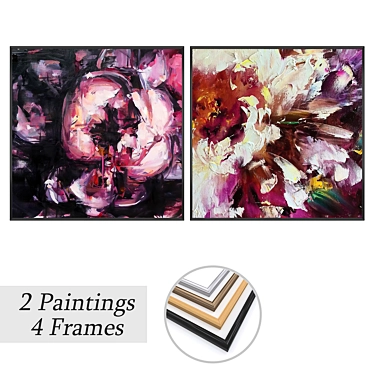 Wall Art Set with 4 Frames 3D model image 1 