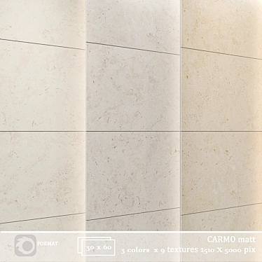 Carmo Beige Grey Matt Tiles 3D model image 1 