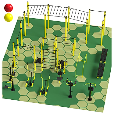 Outdoor Fitness Playground Set 3D model image 1 