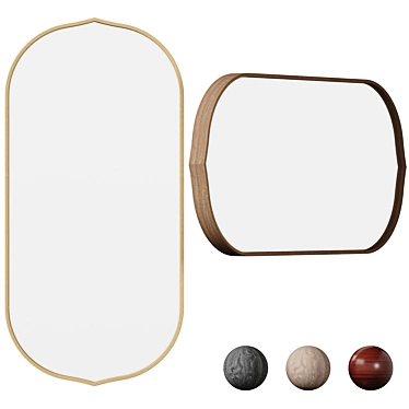 Modern Walnut Oval Wall Mirror 3D model image 1 