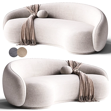 Modern Curved Bouclé Sofa 3D model image 1 