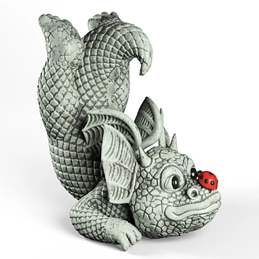 Dragon Garden Sculpture with Ladybug 3D model image 1 