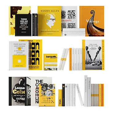 Modern Book Collection Set - Yellow 3D model image 1 