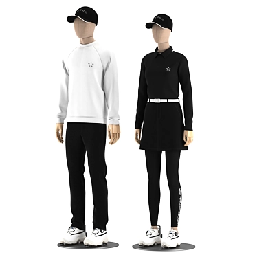 Golf Mannequin Set: Gendered Displays 3D model image 1 