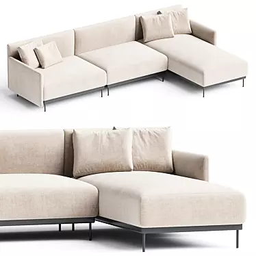 Modern Quadra Sofa with Magazine Rack 3D model image 1 