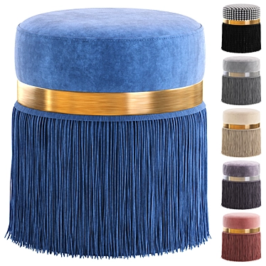 Elegant Blue Pouf Arwen 3D model image 1 
