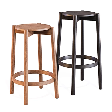  Castor Bar Stool in Japanese Oak 3D model image 1 