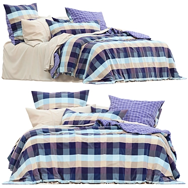 Lewis Stormy Blue Check Quilt 3D model image 1 